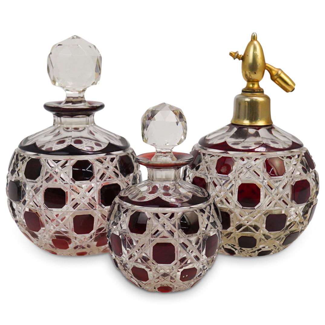 (3 Pc) European Cut Glass Vanity Set (1 of 5)