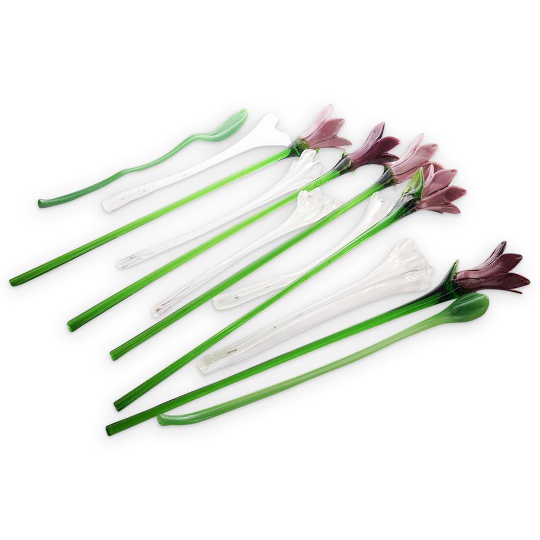 (12 Pc) Assorted Glass Flowers Set (1 of 4)