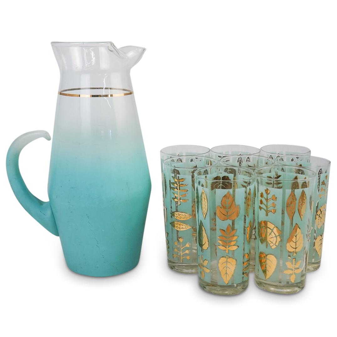 (9 Pcs) Mid-Century Pitcher and Glass Set (1 of 2)