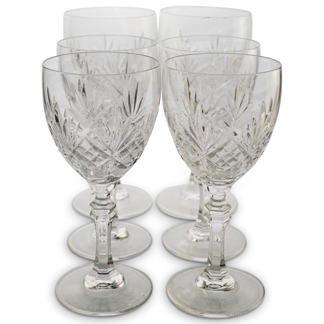 (6 Pcs) Tiffany & Co. Crystal Wine Glass Goblet Set: DESCRIPTION: (6 Pcs) Tiffany and Co. Crystal Wine Glass Goblet Set. This pattern, called Newport, was in production from 1988-1999 and is now discontinued. The glasses feature a fan cut criss cross pa