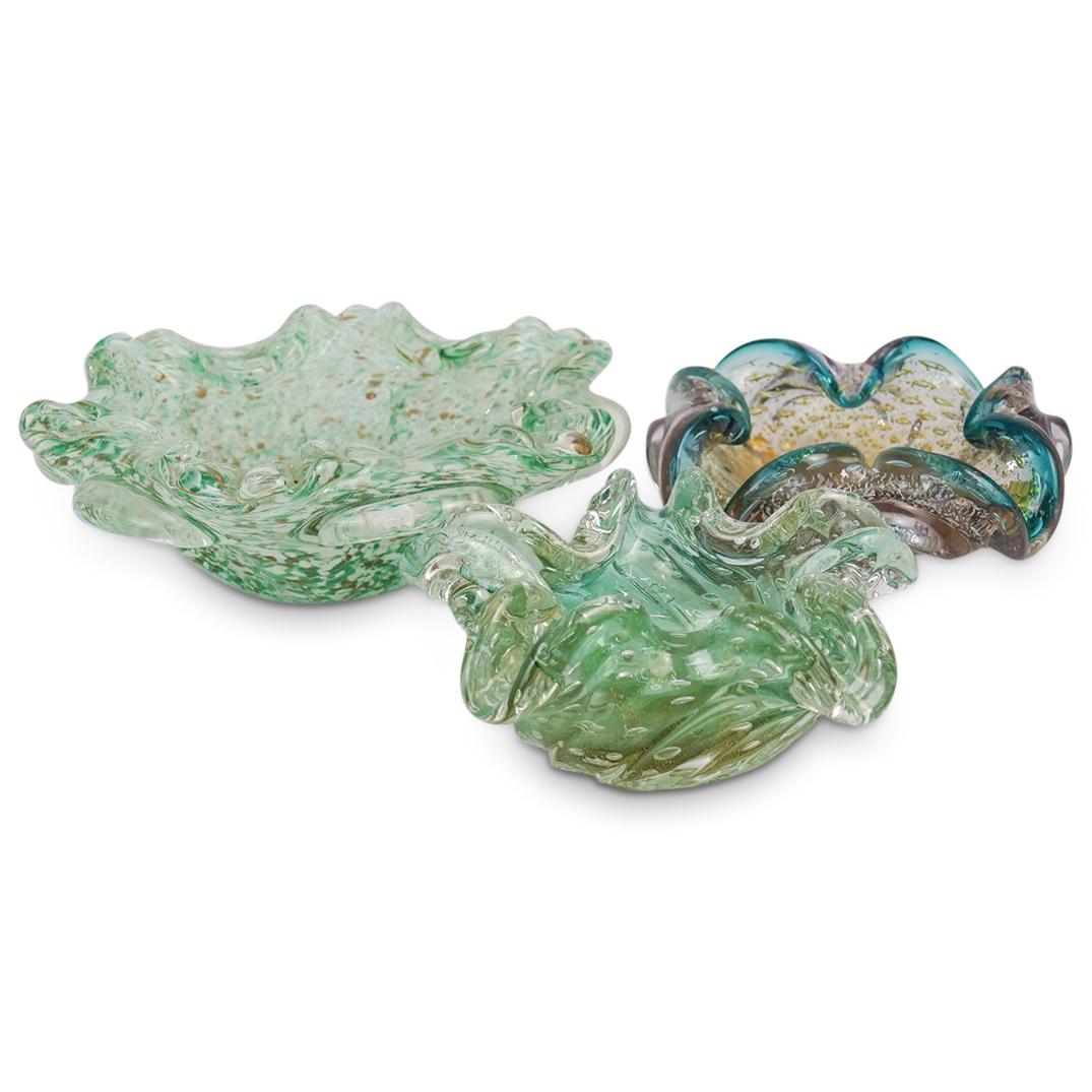 (3 Pc) Murano Glass Ashtrays (1 of 5)