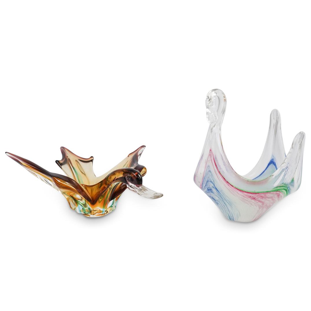 (2Pc) Murano Glass Bird Bowls (1 of 2)