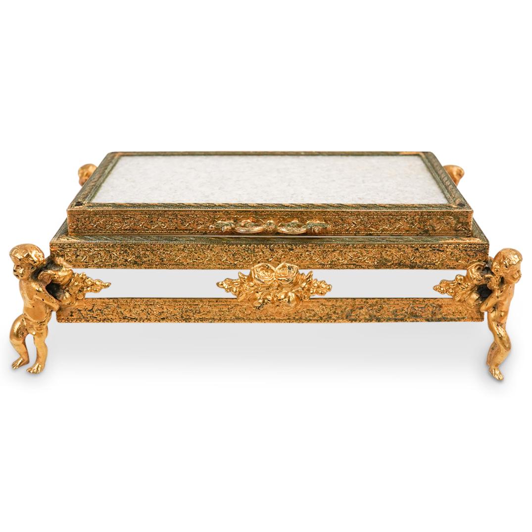 Antique Gilt Bronze & Glass Jewelry Box (1 of 5)