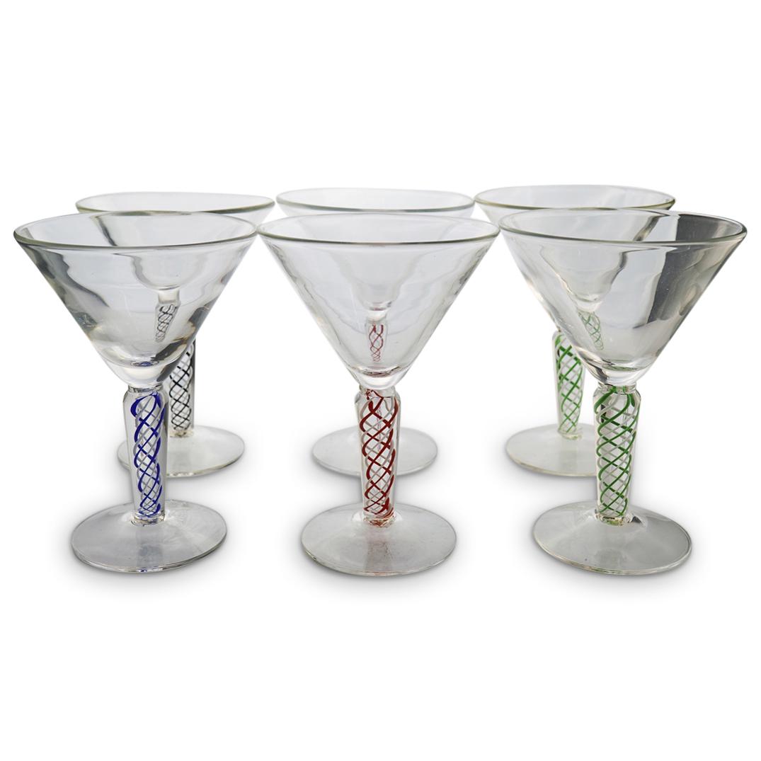 (6 Pcs) Art Glass Martini Glasses Set (1 of 3)