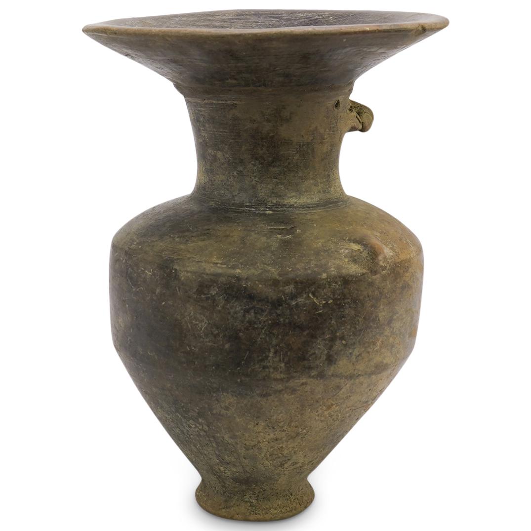 Large Pre-Columbian Chimney Pot w/ Stylized Jaguar Head: DESCRIPTION: Large Pre-Columbian Chimney Pot With Stylized Jaguar Head.ORIGIN: PeruDIMENSIONS: H: 10 1/4 " W: 7 1/2" CONDITION: Great condition. See lot description for details on item condition. More