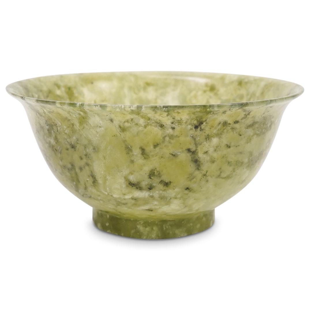 Carved Chinese Spinach Jade Bowl (1 of 3)