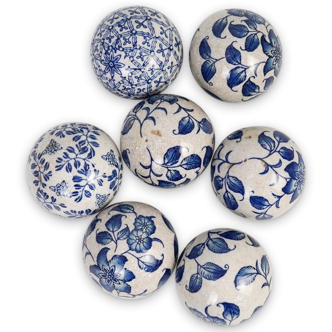 (7 Pc) Chinese Blue & White Porcelain Balls (1 of 4)