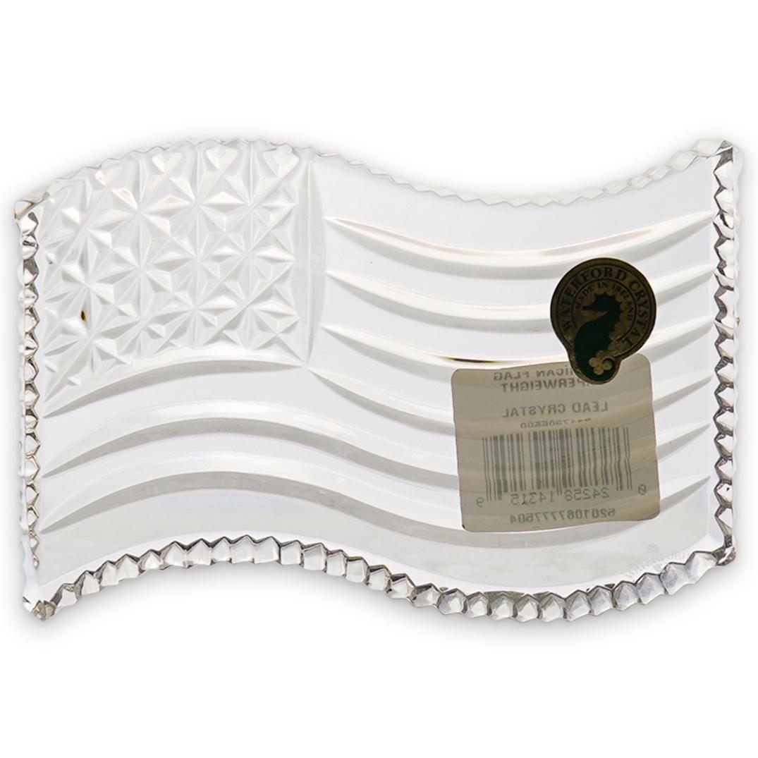 Waterford Crystal Glass American Flag Paperweight (1 of 3)