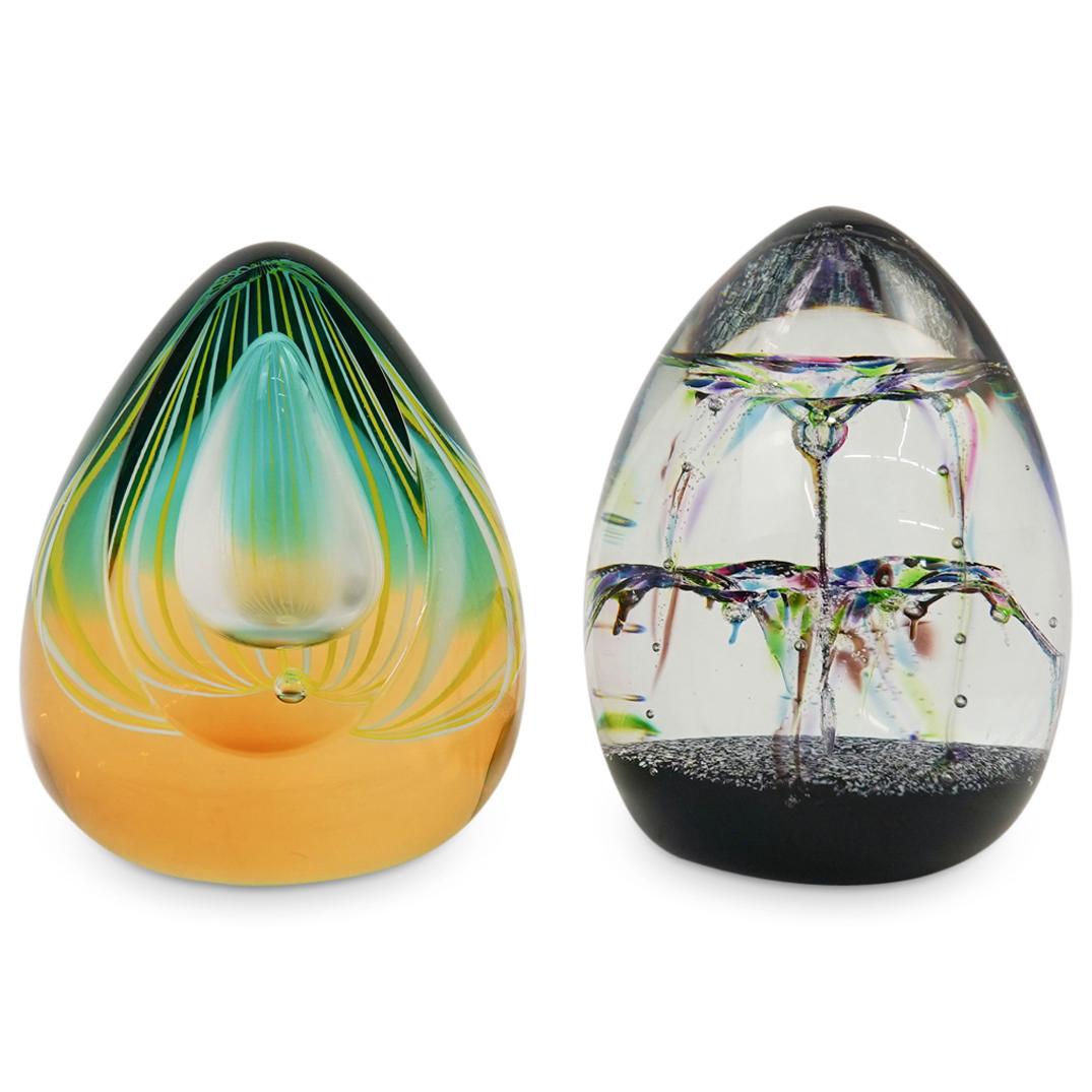 (2 Pc) Art Glass Oval Paperweights Set - Scotland (1 of 4)