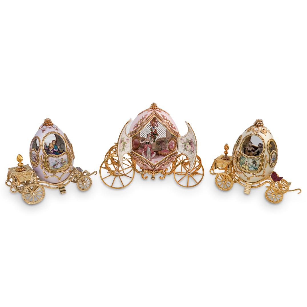 (3 Pc) Decorative Egg Chariots Music Boxes (1 of 4)