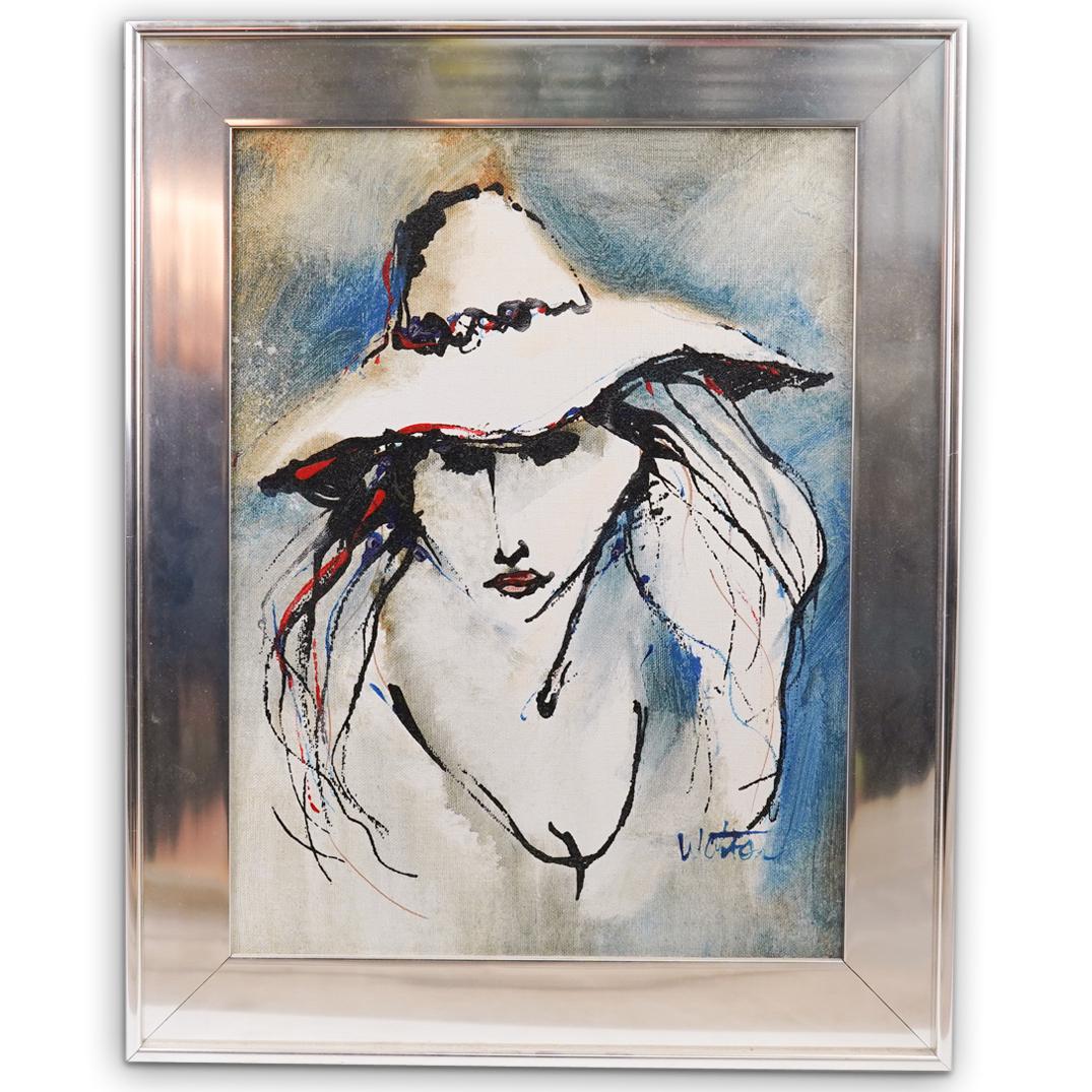 Walton Signed "Woman with a Hat" Painting (1 of 4)