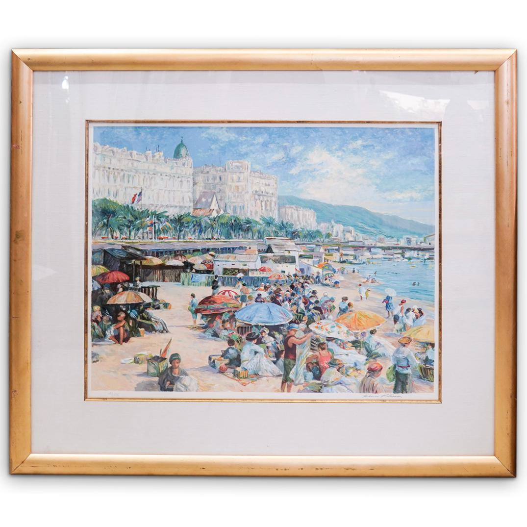 French Riviera "Cannes" Signed Lithograph by Henri (1 of 4)