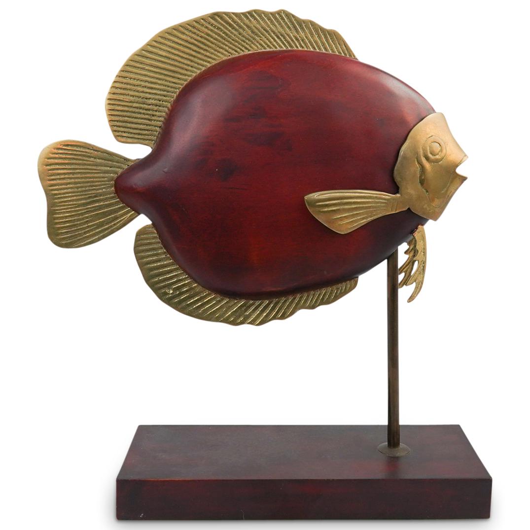 Wood & Brass Fish Sculpture (1 of 5)