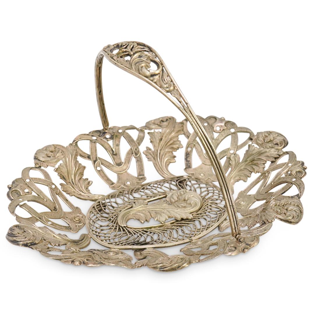 Antique Silverplate Filigree Vanity Lace Basket (1 of 4)