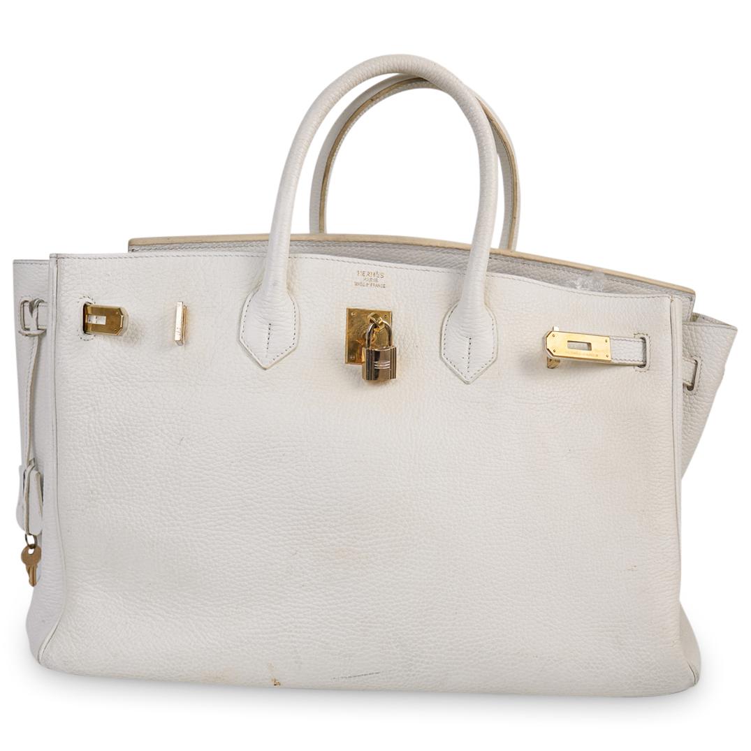White Large Hermes Style Birkin Bag (1 of 5)