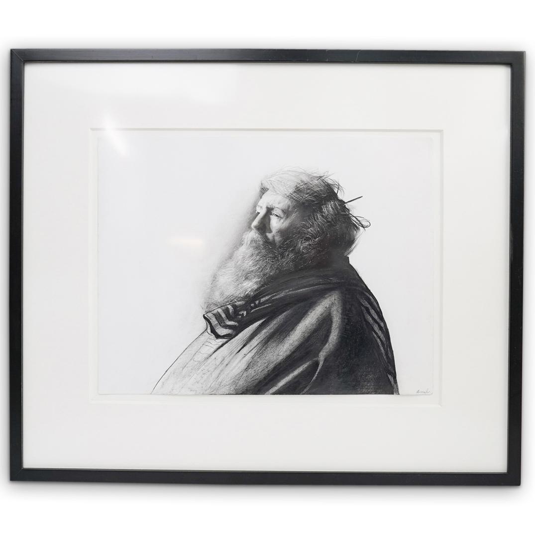 Steven Assael (b.1957) Mixed Media On Paper: DESCRIPTION: Steven Assael mixed media on paper, titled: "Henry" features a graphite and crayon sketch depicting the portrait image of a regal looking figure. Pencil signed lower right "Assael" mounte