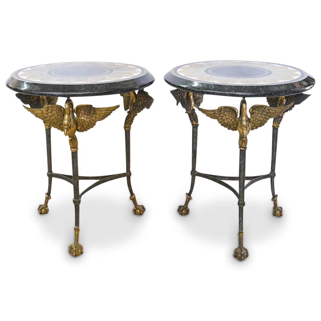 Pair Of Maitland Smith Figural Swan Tables (1 of 9)