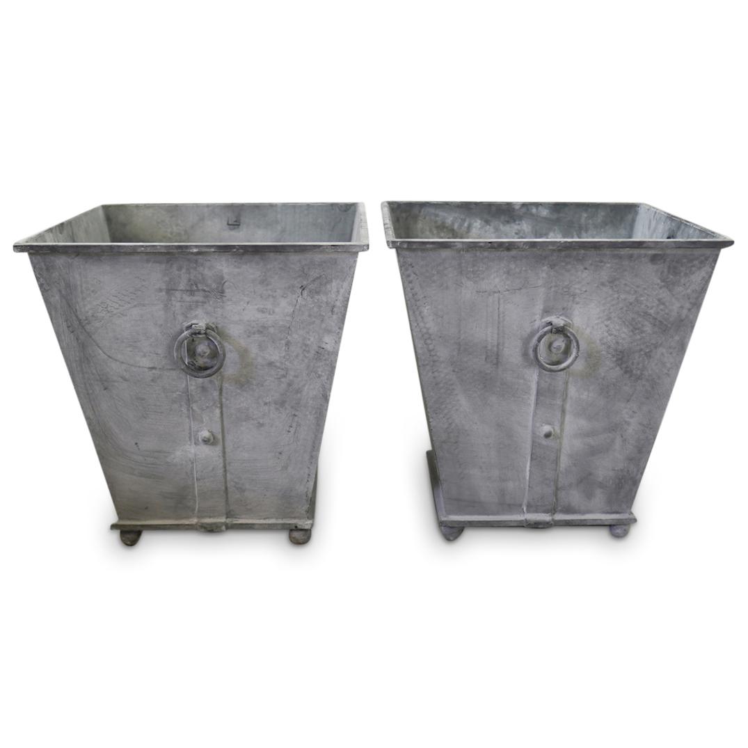 Pair Of Square Metal Planters (1 of 5)