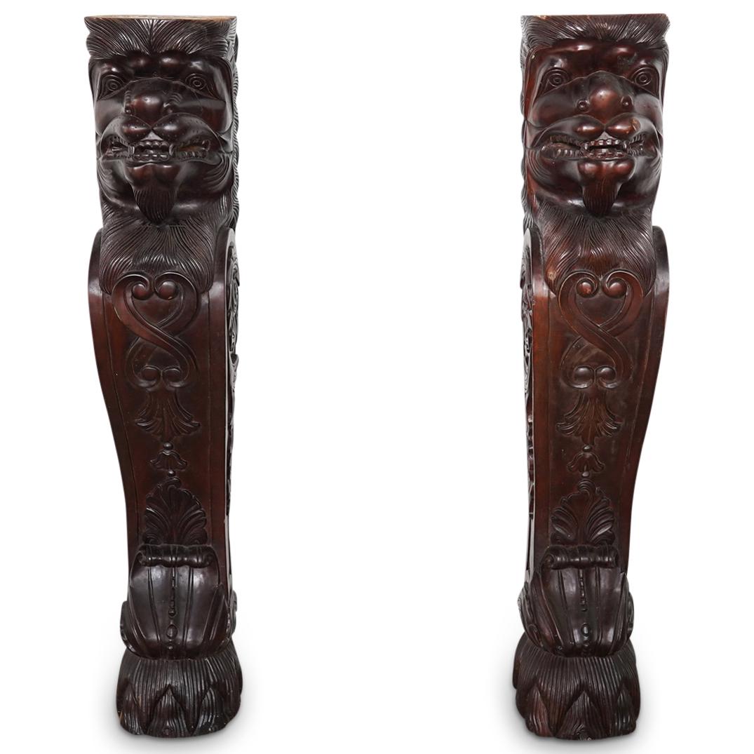 Architectural Salvage Mahogany Carved Lions (1 of 8)