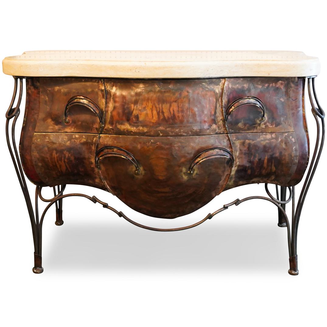 Evan Lewis Marble Top Copper Bombe Cabinet (1 of 6)