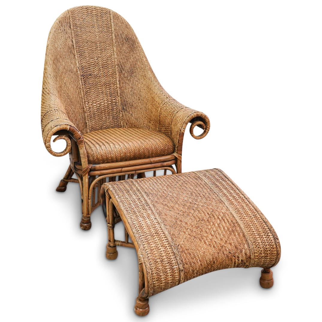 Wicker Armchair & Ottoman (1 of 8)
