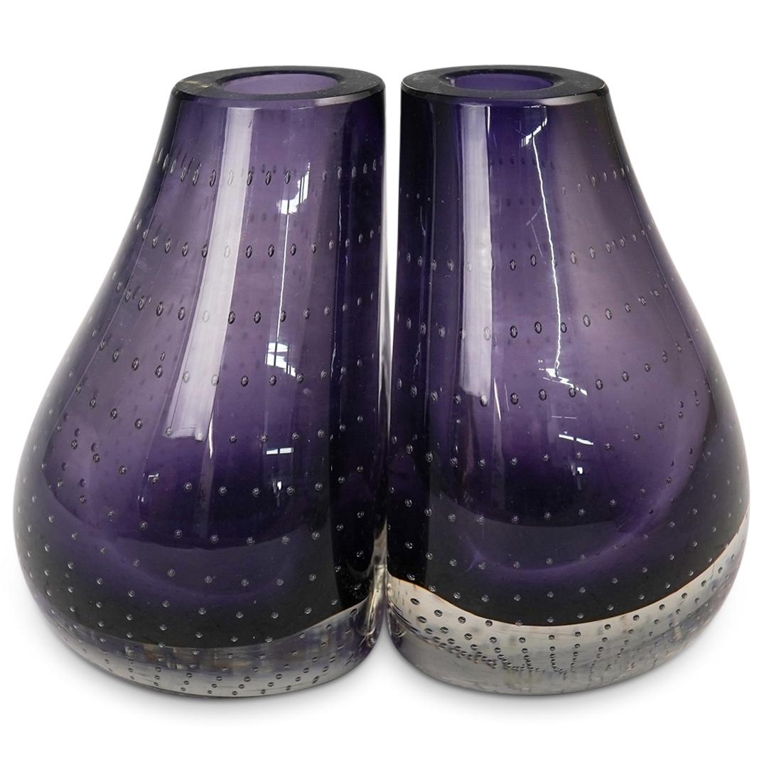 (2 Pc) Carl Erickson Amethyst Bookend Vases (1 of 4)