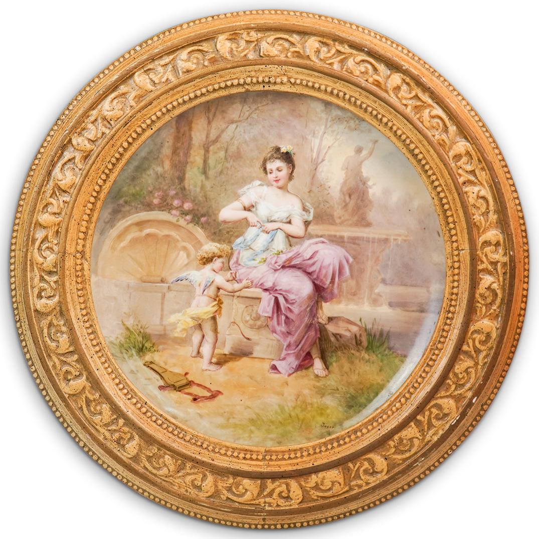 Austrian Signed Framed Porcelain Plate (1 of 3)