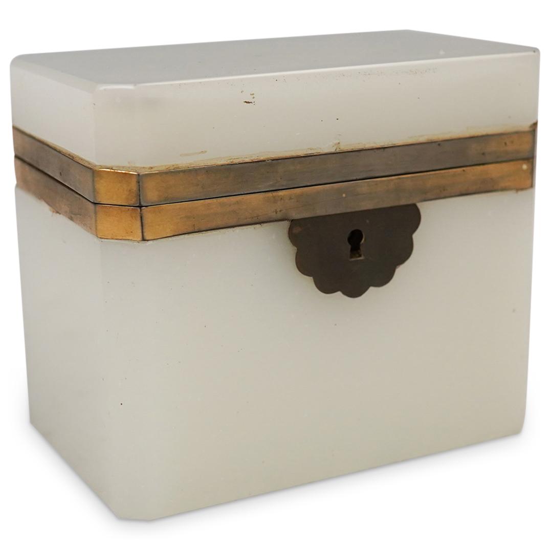 French White Opaline Glass Box (1 of 3)