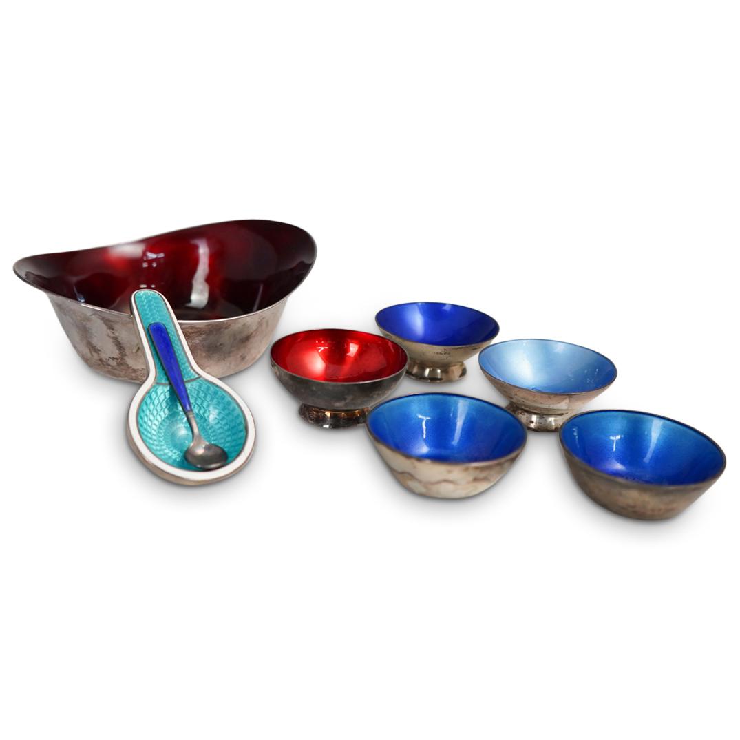 (7Pc) Danish Enameled Sterling Collection (1 of 6)