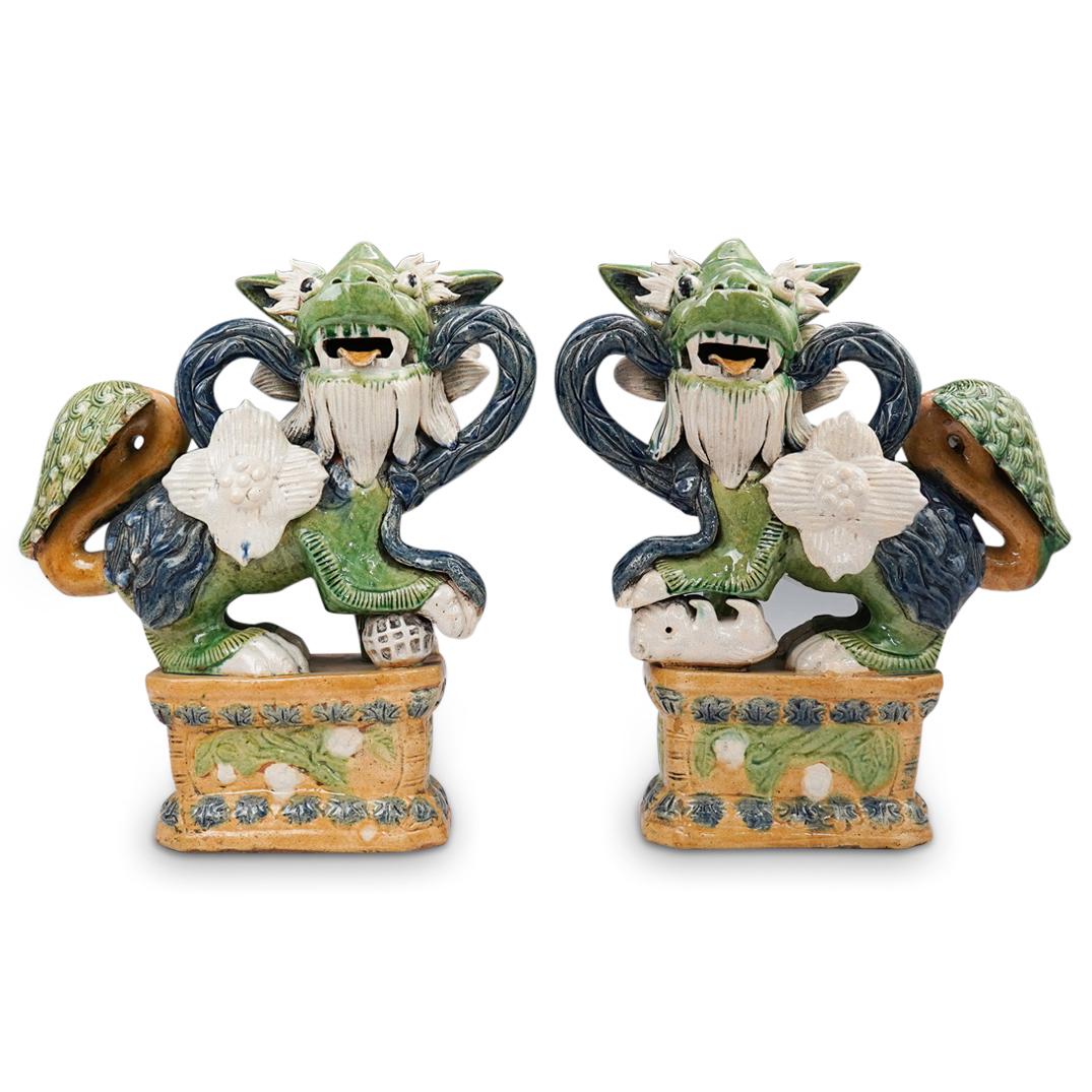 Pair of Chinese Ceramic Foo Dogs (1 of 5)