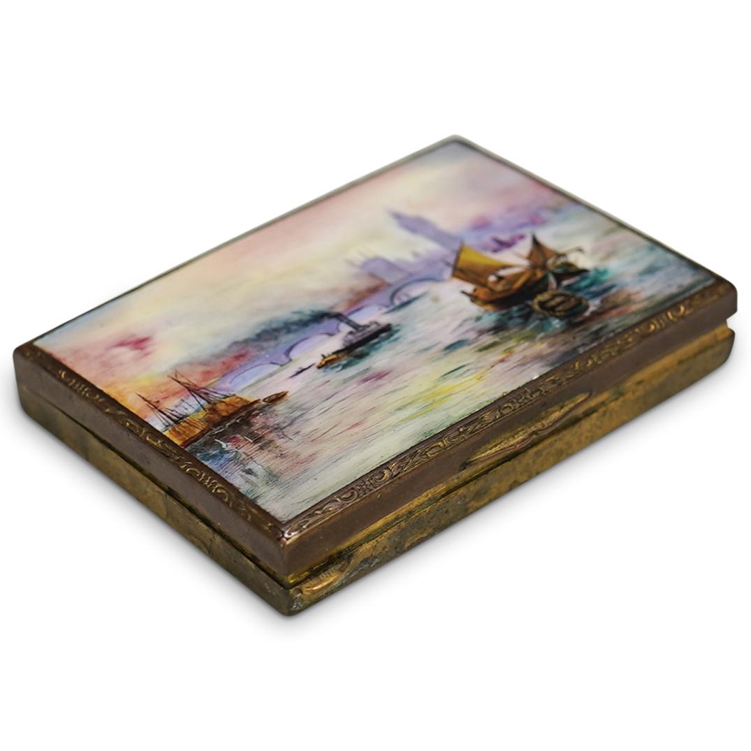 Antique Austria Enameled Harbour Scene Compact (1 of 4)