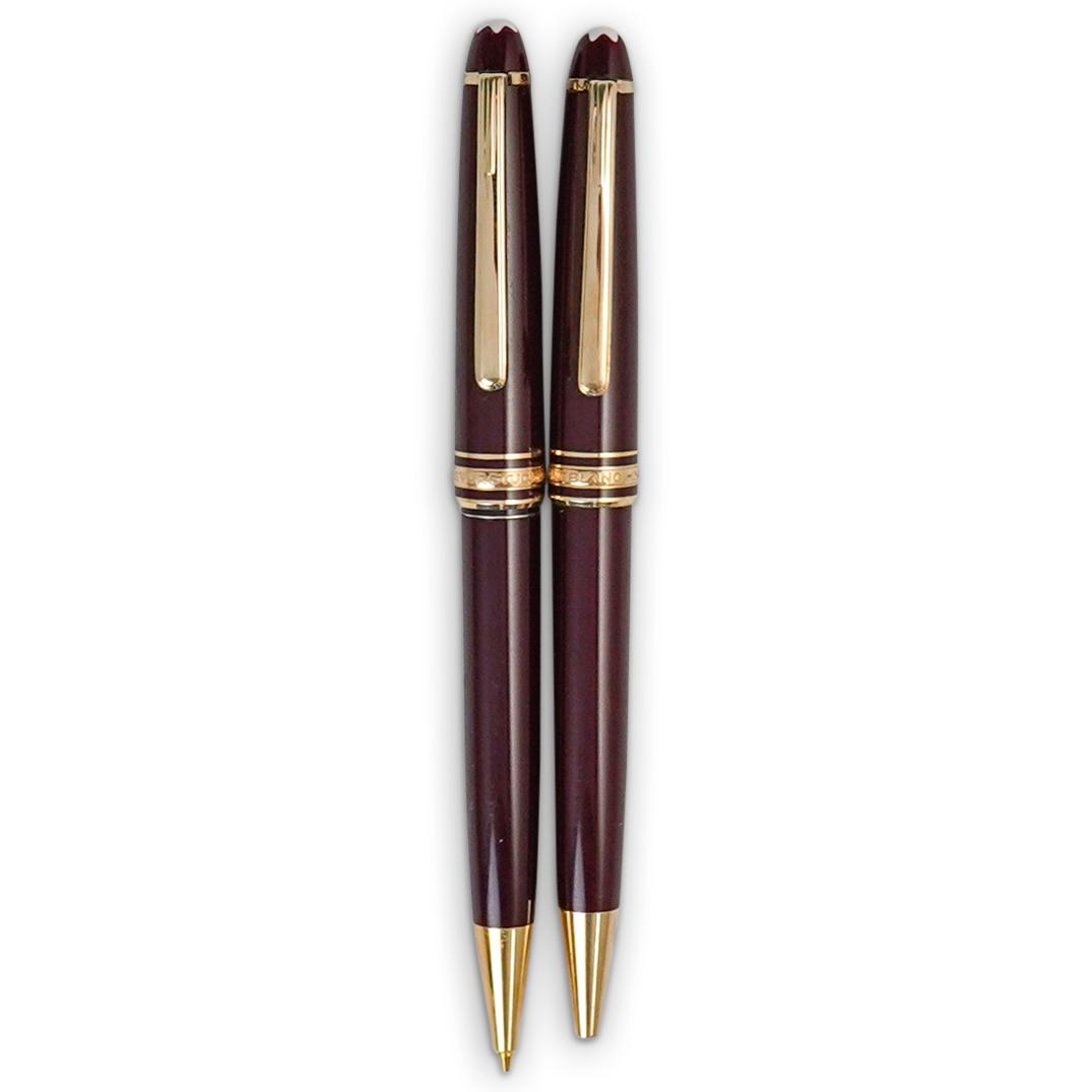 (2 Pc) Montblanc Burgundy Meisterstuck Pen & Pencil Set (1 of 4)