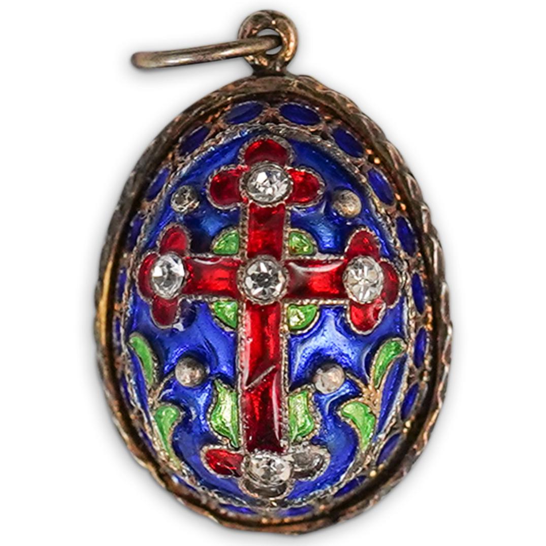 Faberge Style Enameled Egg Pendant (1 of 2)