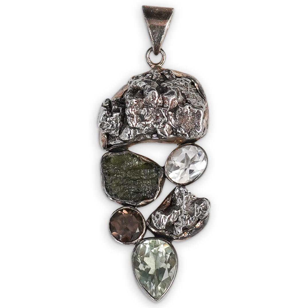 "ARYA" Designer Silver Meteorite Pendant (1 of 4)