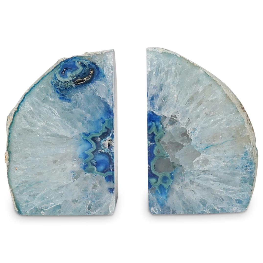 Pair of Blue Agate Geode Bookends (1 of 3)