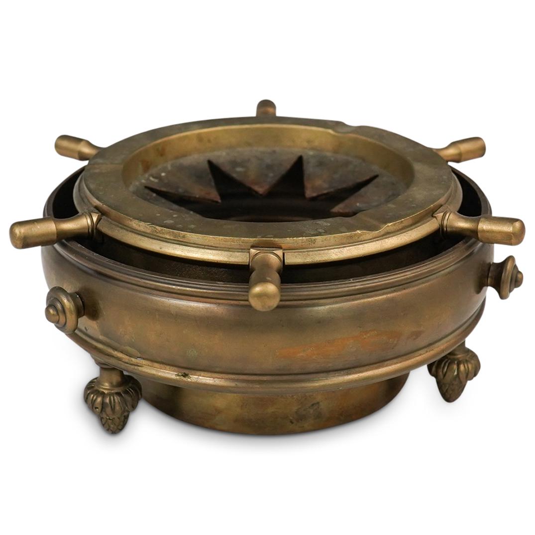 Brass Ship Wheel Cigar Ashtray (1 of 3)