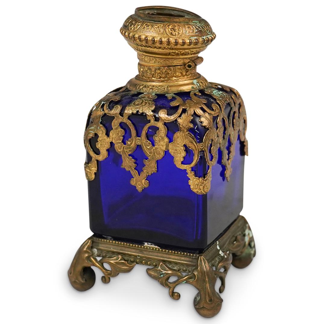 Bronze & Cobalt Glass Perfume Bottle (1 of 4)