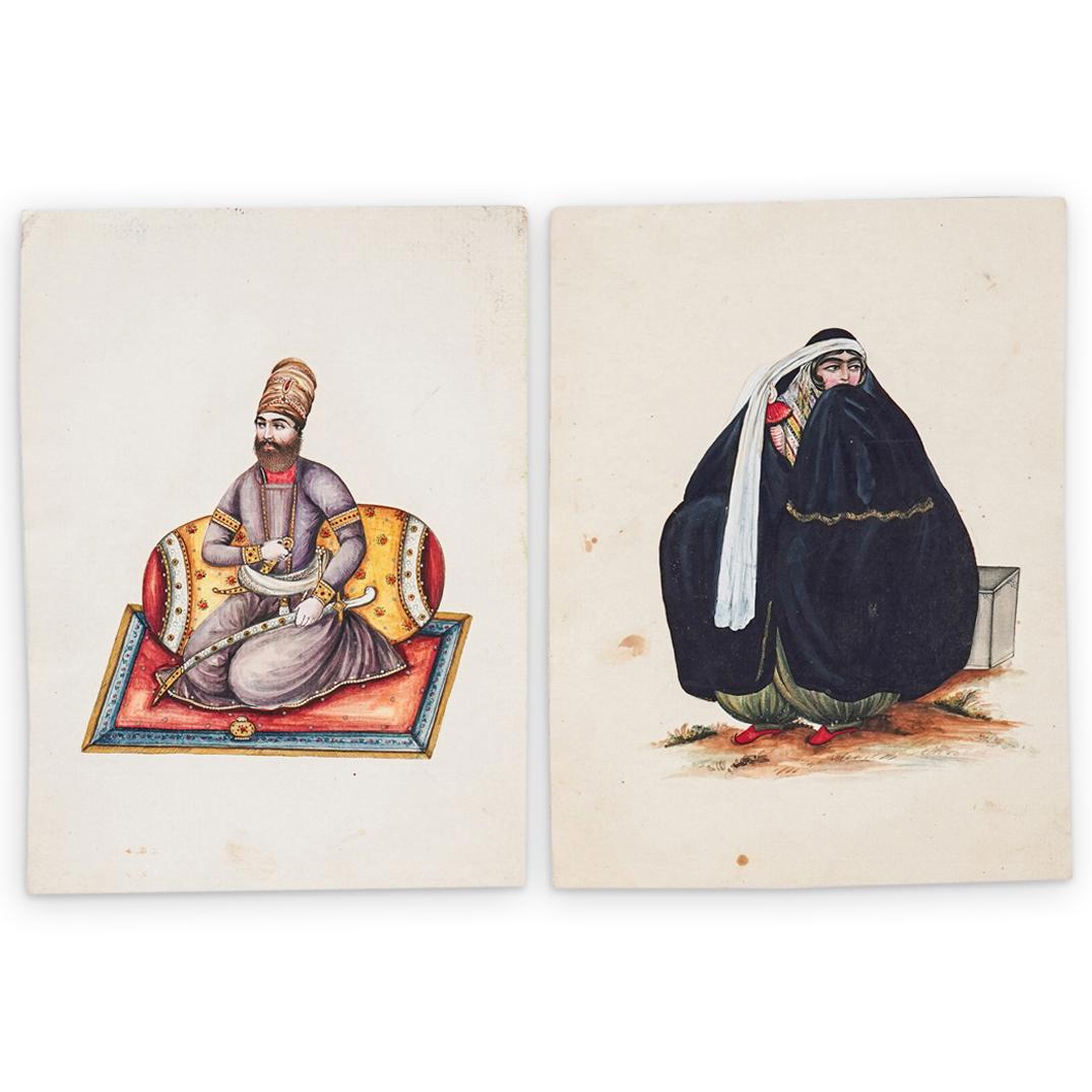 Pair Of Persian Figural Watercolors (1 of 4)