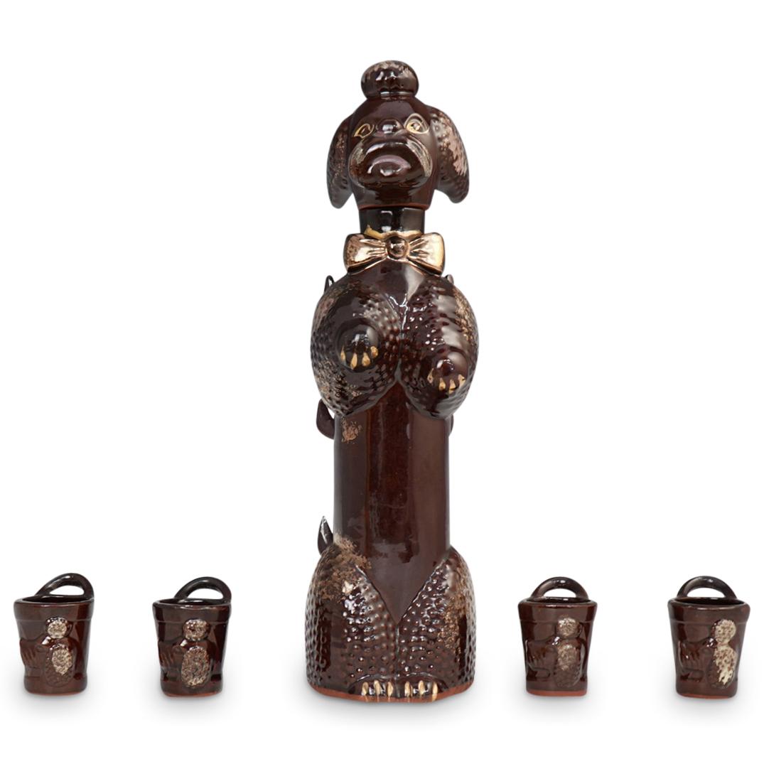 (5 Pc) Vintage Japanese Porcelain Poodle Sake Set (1 of 6)
