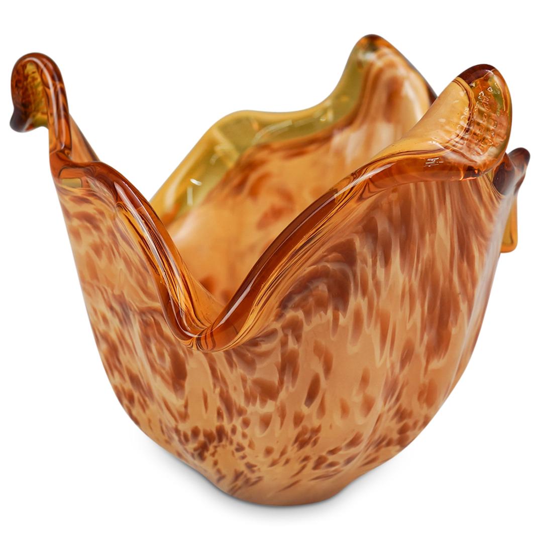 Murano Art Glass "White Crystal" Amber Vase (1 of 5)