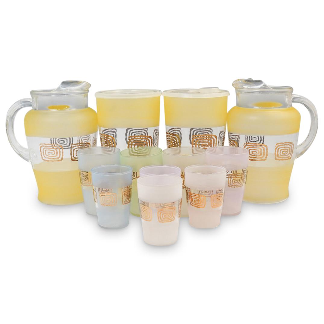 (12 Pc) Mid Century Glass Lemonade Set (1 of 3)
