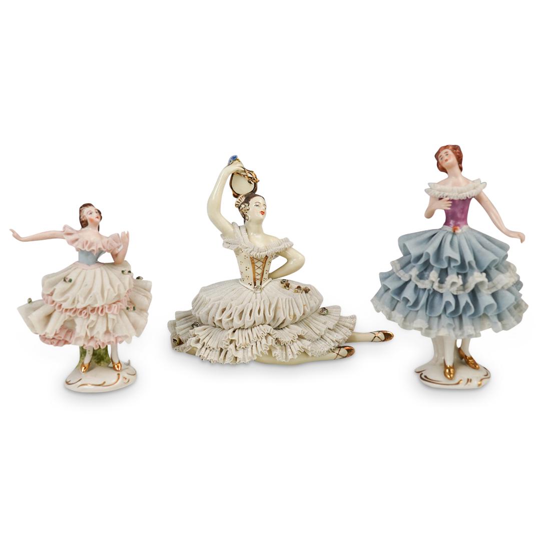 (3 Pc) Dresden Porcelain Ballerina Figurines (1 of 7)