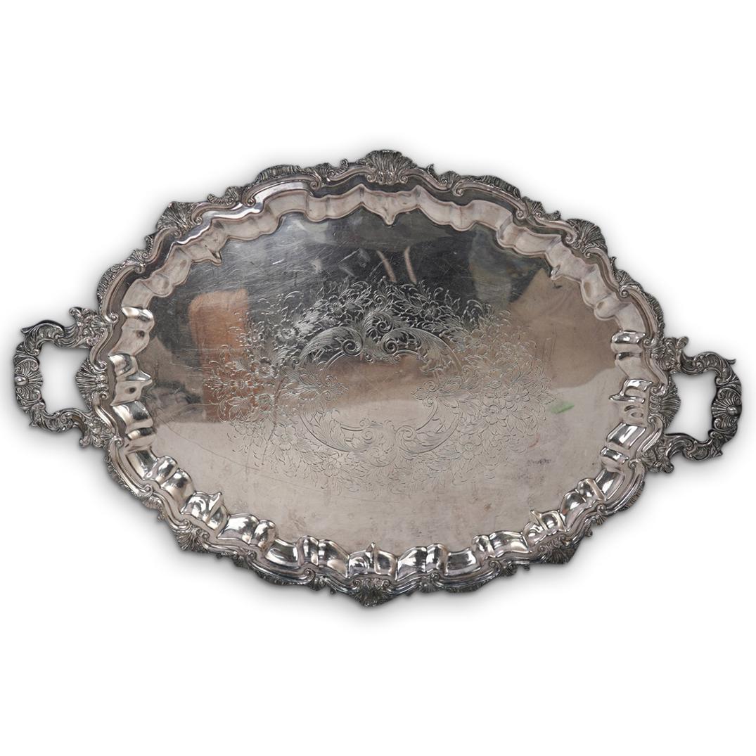 Ornate Silver Plated Footed Tray (1 of 5)