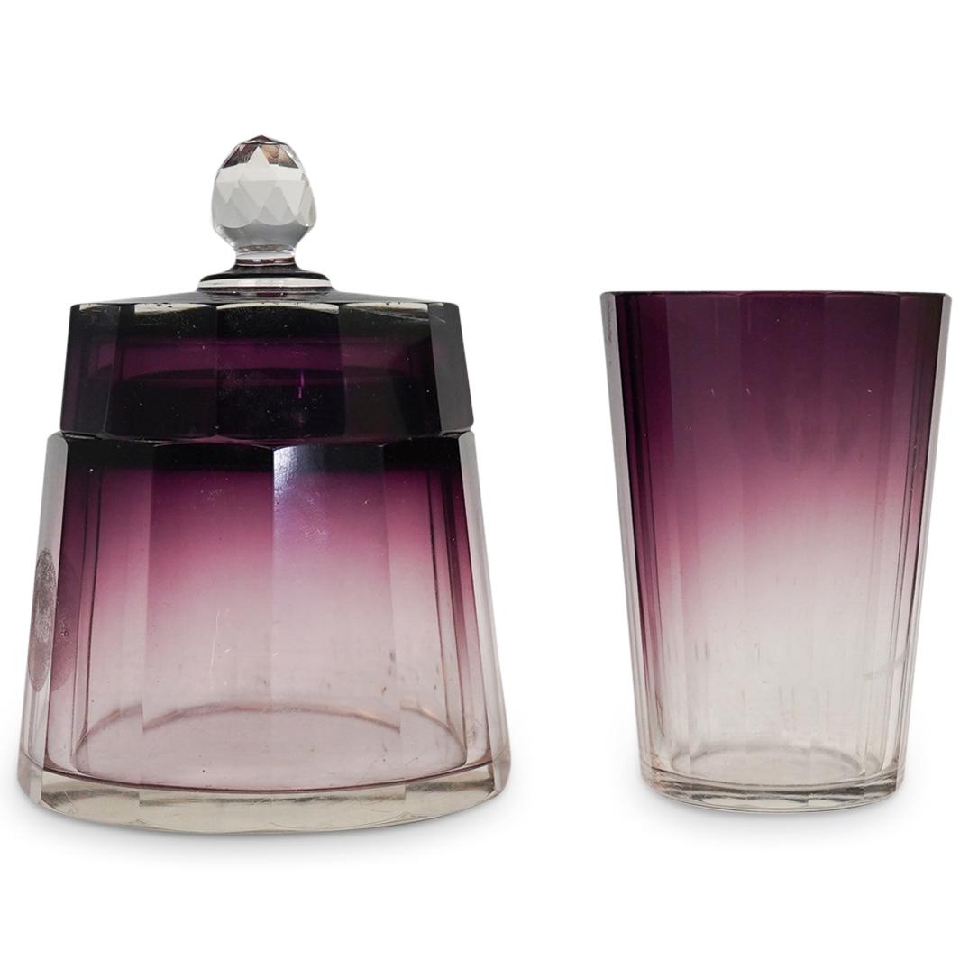 (2 Pc) Moser Glass Amethyst Set (1 of 3)