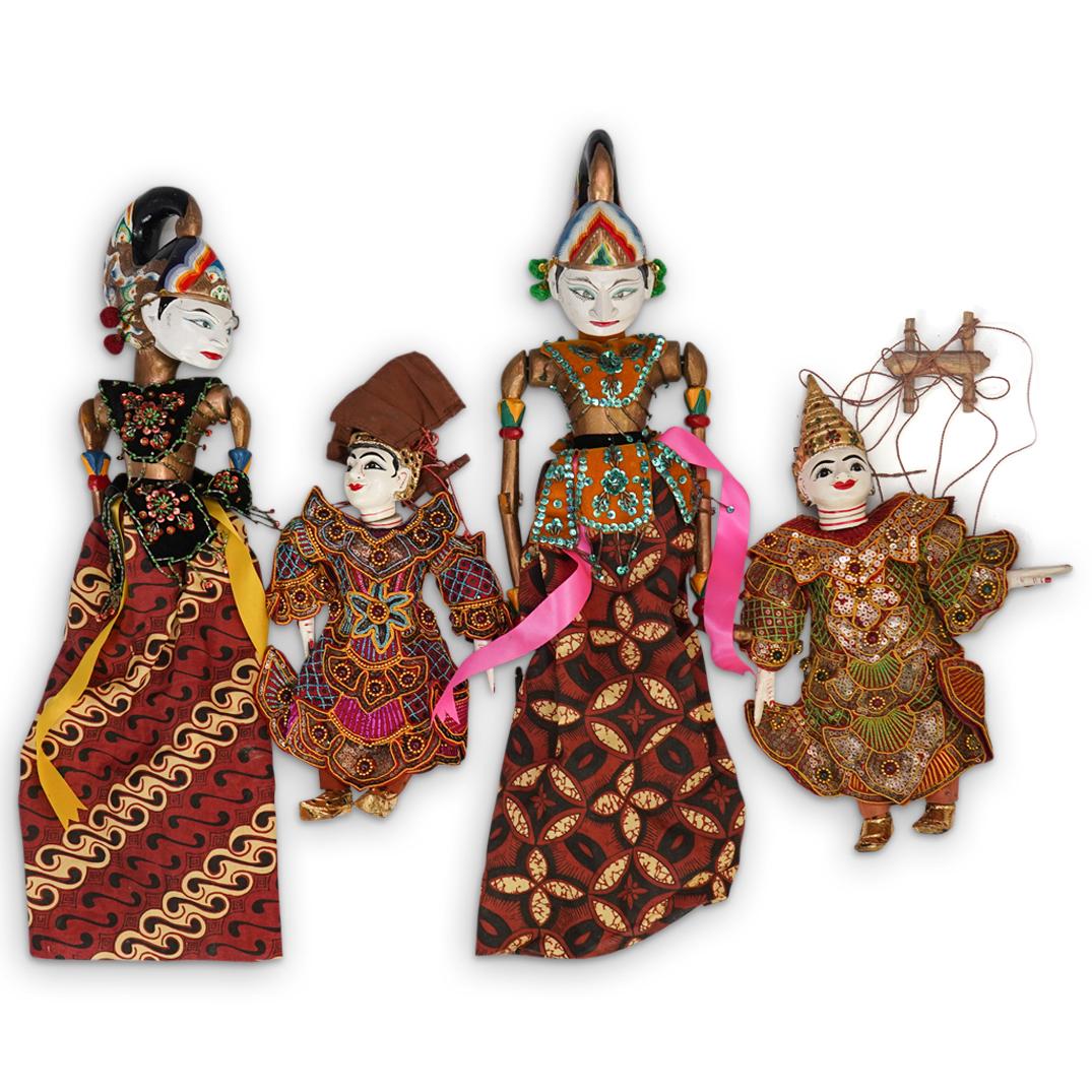 (4 Pc) Antique Burmese Marionette Puppets (1 of 5)