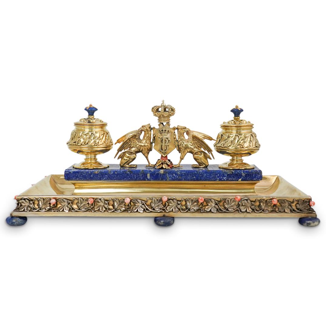 19th Ct. French 950 Silver Royal Inkstand (1 of 20)