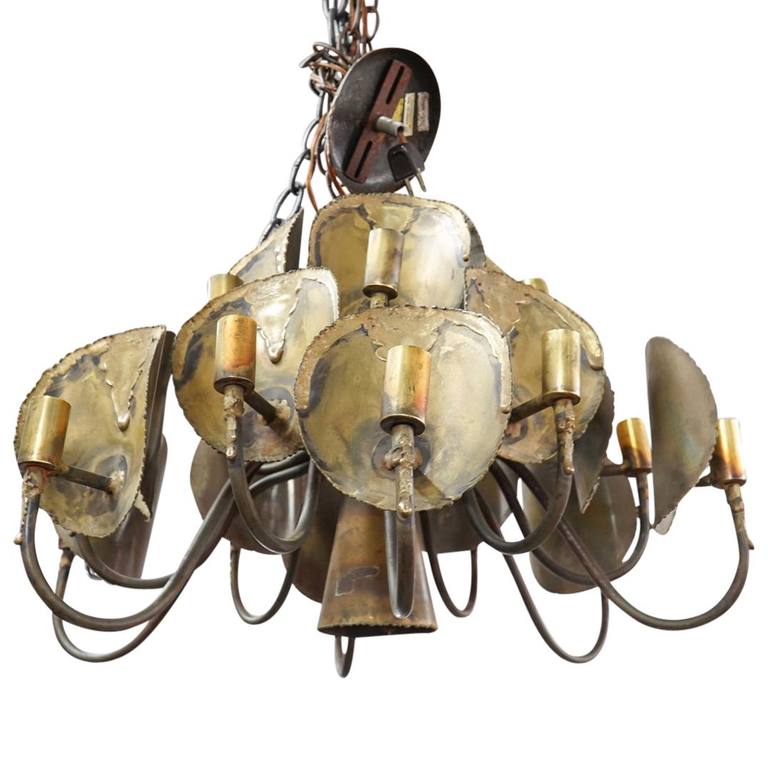 Tom Greene for Feldman Brutalist Brass Chandelier (1 of 5)
