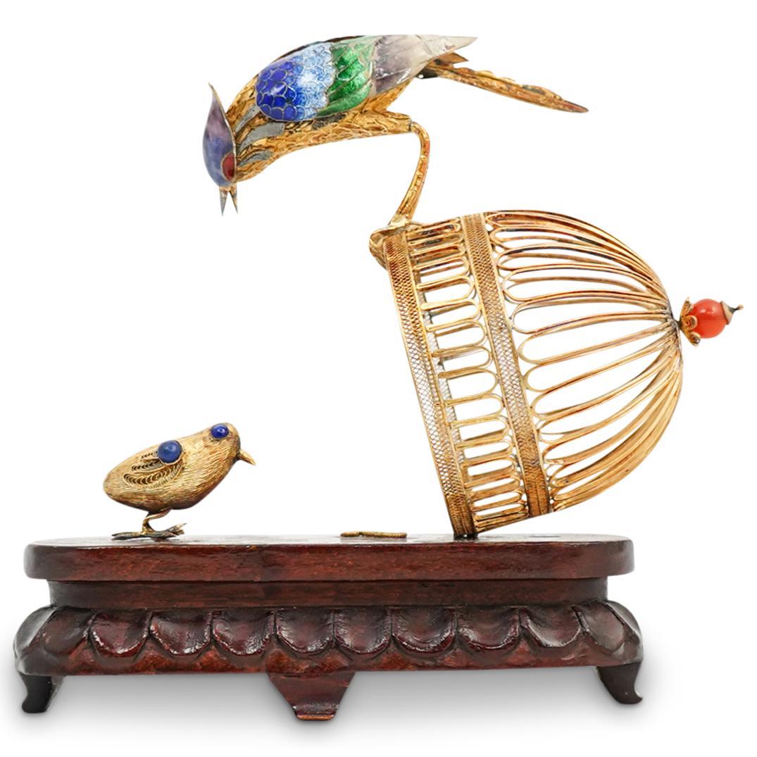Chinese Export Silver Bird & Cage Figurine (1 of 5)