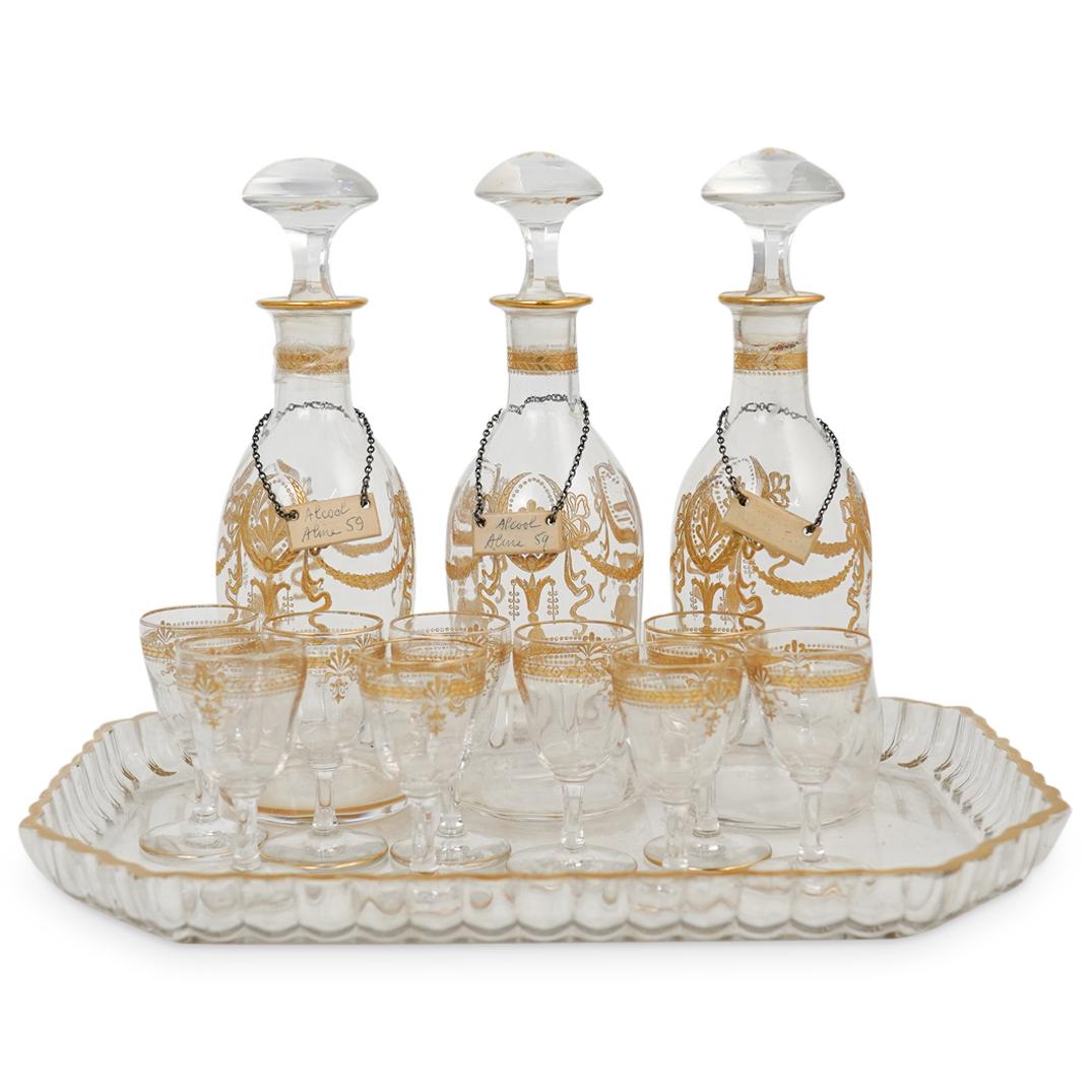 (13 Pc) Antique St Louis Crystal Gilded Liquor Serving (1 of 5)