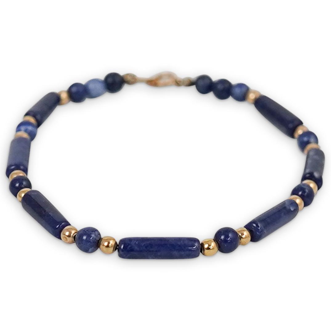 14k Gold and Beaded Lapis Bracelet (1 of 3)